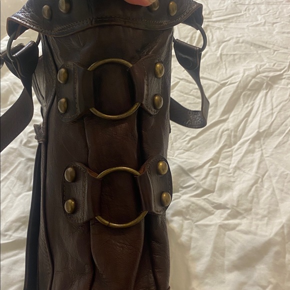 Vintage Rare Grand Sahara Brown Leather Boho  Moroccan Tote Bag - Picture 6 of 12